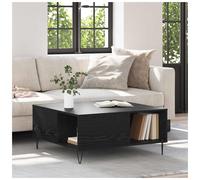 Coffee Table Black Oak 80 x 80 cm Engineered Wood Minimalist 1 Shelf 36.5cm 75kg