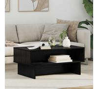 Coffee Table Black Oak 80x46x35cm Engineered Wood 2 Shelves Modern Storage Small