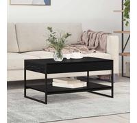 Coffee Table Black Oak 80x50x40cm Engineered Wood Industrial Steel Legs Durable