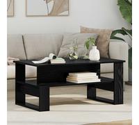 Coffee Table Black Oak 90x50x40cm Engineered Wood Rectangular with Shelf Modern