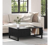 Coffee Table Black Oak 90x60x35 cm Engineered Wood Top Metal Legs Modern Minimal