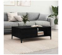 Coffee Table Black Oak 90x60x35cm Engineered Wood Industrial Rustic Shelf 2-Tier