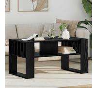 Coffee Table Black Oak 92x49.5x45cm Engineered Wood Rectangular with Two Shelves