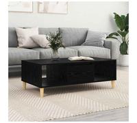 Coffee Table Black Oak Engineered Wood 102x55x35 cm 2 Shelves Storage 3 Minimal