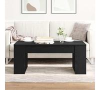 Coffee Table Black Oak Engineered Wood 102x55x42cm 2-Shelf Minimalist Modern