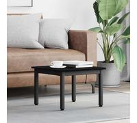 Coffee Table Black Oak Engineered Wood 50x50x36cm Minimalist Metal Legs Sturdy.