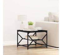 Coffee Table Black Oak Engineered Wood Matte Top Steel Legs 51x50x40cm 1 Shelf.