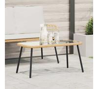 Coffee Table Black Poly Rattan Glass Top 90x45x43cm Outdoor Patio Table Durable