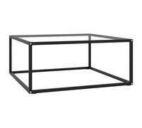 Coffee table Black tempered glass powder-coated steel modern clear 80x80x35 cm.