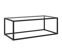 Coffee Table Black Tempered Glass Top Powder-Coated Steel 100x50x35 cm Sleek UK