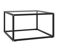 Coffee Table Black & Transparent Tempered Glass Top 60x60x35cm Steel Durable 5mm