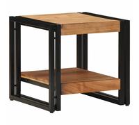 Coffee Table Brown 40x40x38cm Solid Mango Wood With Shelf Steel Legs Mat.