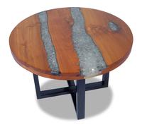 Coffee Table Brown Blue Teak Resin 100x50x40cm Rustic River Inlay Unique Sanded