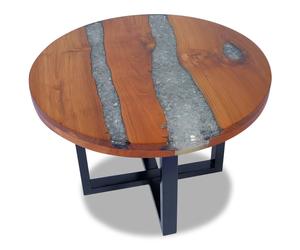 Coffee Table Brown Blue Teak Resin 100x50x40cm Rustic River Inlay Unique Sanded