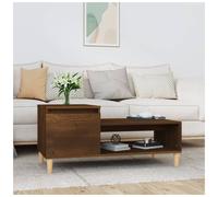 Coffee Table Brown Oak 100x50x45 cm Engineered Eucalyptus Wood Storage Shelf