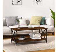 Coffee Table Brown Oak 100x50x45 cm Engineered Wood and Iron Berkfield Home Brown One Size