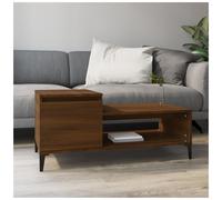 Coffee Table Brown Oak 100x50x45 cm Engineered Wood Metal Storage with Door
