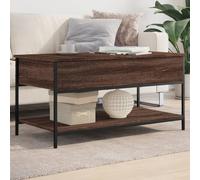 Coffee Table Brown Oak 100x50x50cm Engineered Wood & Metal Rustic Modern Storage
