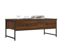Coffee Table Brown Oak 101x49x39.5cm Engineered Wood Metal 2 Drawers StylishHome