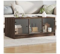 (brown oak) vidaXL Coffee Table with Glass Doors Hallway Tea Side End Table Sofa Table