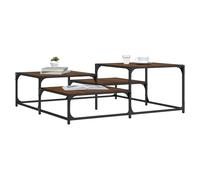 Coffee Table Brown Oak 107x107x40cm Engineered Wood Metal Square Industrial Top