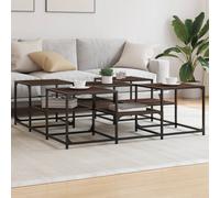 Coffee Table Brown Oak 121x121x40 cm Engineered Wood Top Metal Frame DurableTop