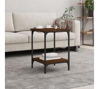 Coffee Table Brown Oak 40x40x55 cm Engineered Wood Top Iron Frame Shelf Storage