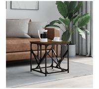 Coffee Table Brown Oak 45x45x47.5cm Engineered Wood Top Metal Frame Industrial.
