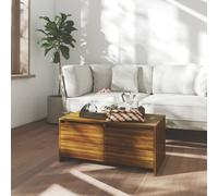 Coffee Table Brown Oak 90x50x41.5cm Engineered Wood 2-Drawer Modern Living Room