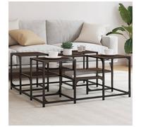 Coffee Table Brown Oak 91x91x40 cm Engineered Wood Metal Frame Two-Tier Durable