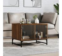 vidaXL Coffee Table with Glass Doors Brown Oak 68.5x50x50 cm, Brown