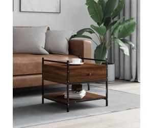 Coffee Table Brown Oak Engineered Wood Metal 50x50x50 cm Compact Modern Stylish