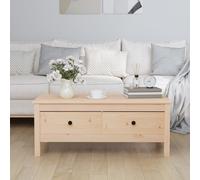 Coffee Table Brown Solid Pinewood 100x50x40 cm 2-Drawer Storage Handmade