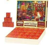 Coffee Table Christmas Advent Calendar for Adults - Build a 24-Day Countdown Puzzle, Festive Decor(D)