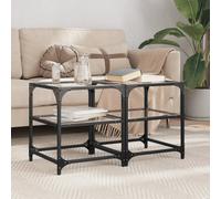 Coffee Table Clear Glass Top 40x40x45cm Engineered Wood Steel 2pcs Modern Mini