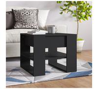 Coffee table compact black engineered wood 55.5x55x45 cm modern with 1 shelf oak