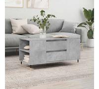 Coffee Table Concr. Grey Engineered Wood 102x44.5x50cm Drawer & Shelf Modern UK