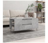 Coffee Table Concrete Grey 102x44.5x50 cm Engineered Wood 4 Shelves Metal Drawer
