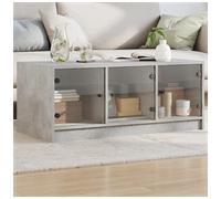 Coffee Table Concrete Grey 102x50x42cm Engineered Wood with Glass Doors Storage