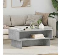 Coffee Table Concrete Grey 80x46x35cm Engineered Wood 2-Shelf Modern Living Room