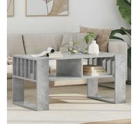 Coffee Table Concrete Grey 92 x 49.5 x 45 cm Engineered Wood 2-Shelf Modern Slim