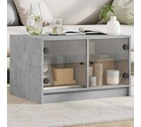 Coffee Table Concrete Grey Engineered Wood with Glass Doors 68x50x42 cm Sturdy