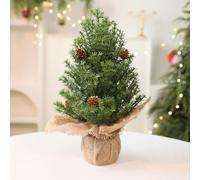 Coffee Table Decor Mini with PE Branches Burlap Base Green for Home Non Illuminated 14. 6 Inches