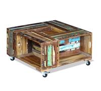 Coffee Table Desk Stand Solid Reclaimed Recycled Wood 70x70x35 cm Living Room vi