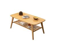 Coffee Table, Double Layer Countertop, Strong Load-Bearing Capacity, Clear Texture, Fine Workmanship, Bamboo for Living Room and Apartment