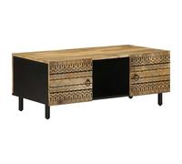 Coffee Table End Accent Side Black Solid Rough Wood Mango vidaXL