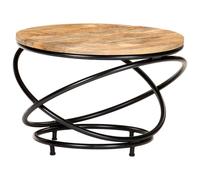 vidaXL Solid Rough Mango Wood Coffee Table Black Wooden Accent End Side Table