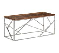 (silver, solid sleeper wood) vidaXL Coffee Table End Table Sofa Table Stainless Steel and Tempered Glass