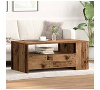 Coffee table engineered wood Old wood 102x55x43.5cm with drawer & 3 shelves