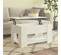 Coffee Table Engineered Wood White 79x49x41 cm Lift-Top Hidden Storage Compact
